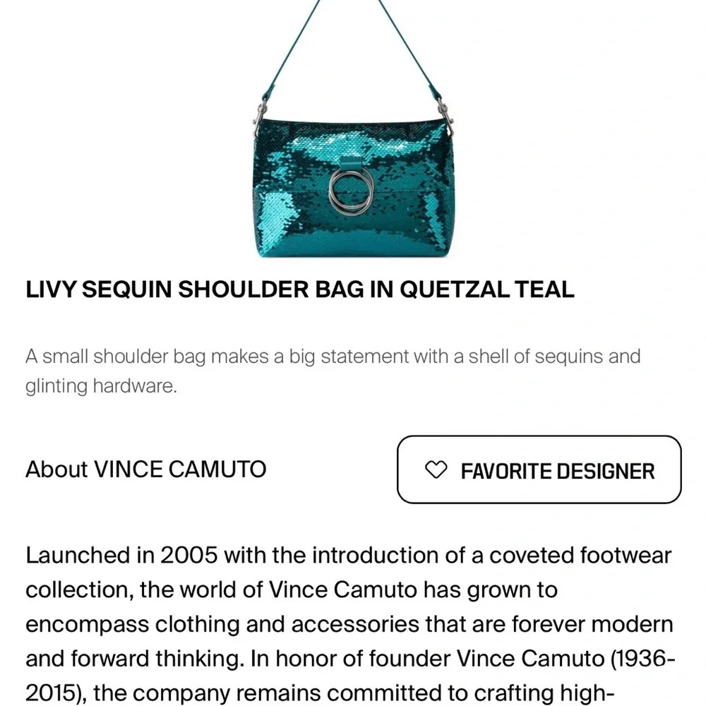 Vince Camuto sequin shoulder bag- Livy-Quetzal Teal NWT $158 Emerald Blue-Green - Picture 7 of 14